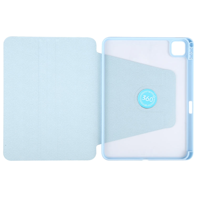 For iPad Pro 13 2024 GEBEI Acrylic TPU 3-folding Rotating Smart Tablet Leather Case withh Pen Slot(Sky Blue) - iPad Pro 13 2024 Cases by GEBEI | Online Shopping South Africa | PMC Jewellery | Buy Now Pay Later Mobicred