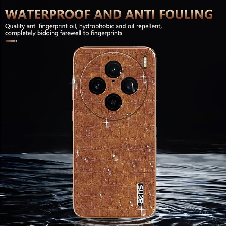 For vivo X100 Pro 5G / X100s Pro AZNS Electroplated Frame Crocodile Texture Full Coverage Phone Case(White) - vivo Cases by AZNS | Online Shopping South Africa | PMC Jewellery | Buy Now Pay Later Mobicred