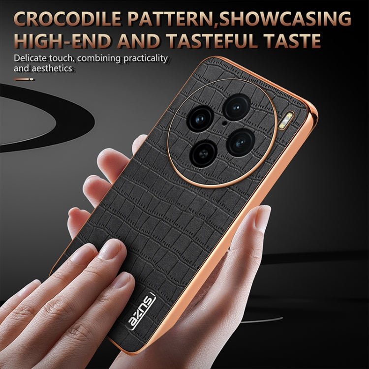 For vivo X100 Pro 5G / X100s Pro AZNS Electroplated Frame Crocodile Texture Full Coverage Phone Case(White) - X100 Pro Cases by AZNS | Online Shopping South Africa | PMC Jewellery | Buy Now Pay Later Mobicred