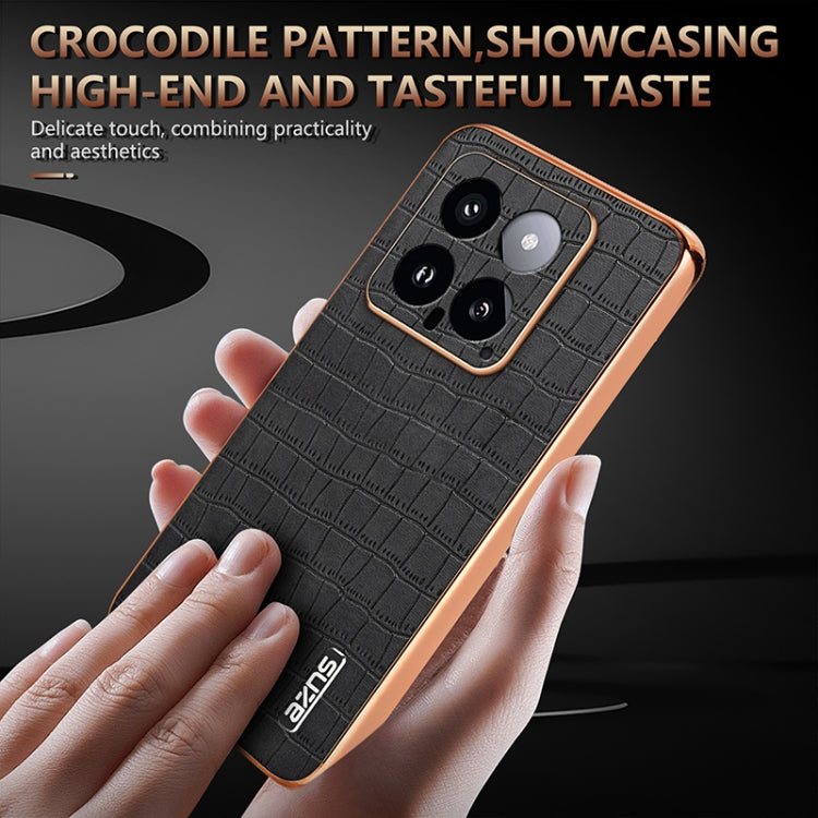 For Xiaomi 14 AZNS Electroplated Frame Crocodile Texture Full Coverage Phone Case(Blue) - 14 Cases by AZNS | Online Shopping South Africa | PMC Jewellery | Buy Now Pay Later Mobicred