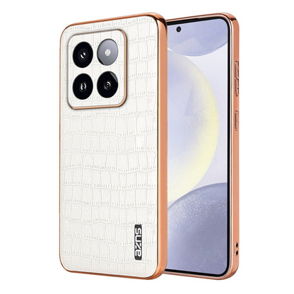 For Xiaomi 14 Pro AZNS Electroplated Frame Crocodile Texture Full Coverage Phone Case(White) - 14 Pro Cases by AZNS | Online Shopping South Africa | PMC Jewellery | Buy Now Pay Later Mobicred