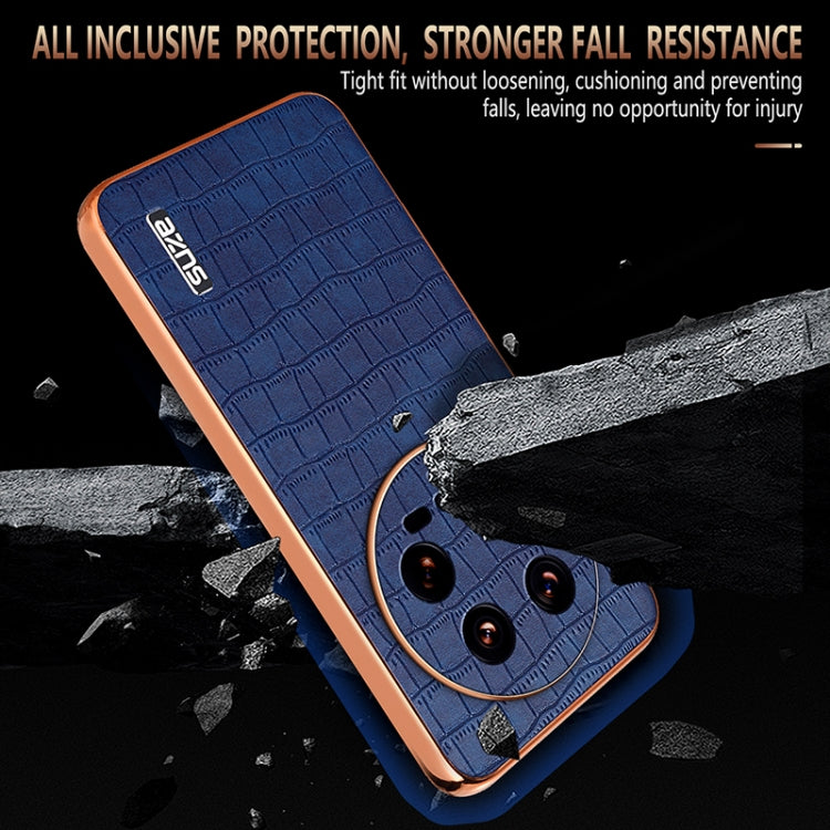 For Xiaomi 14 Ultra AZNS Electroplated Frame Crocodile Texture Full Coverage Phone Case(Blue) - 14 Ultra Cases by AZNS | Online Shopping South Africa | PMC Jewellery | Buy Now Pay Later Mobicred