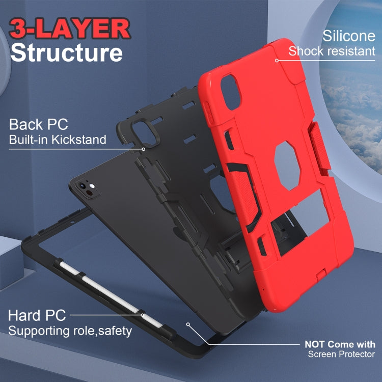 For iPad Pro 11 2024 Contrast Color Silicone Acrylic PC Tablet Case with Holder(Red Black) - iPad Pro 11 2024 Cases by PMC TechLife | Online Shopping South Africa | PMC TechLife | Buy Now Pay Later Mobicred