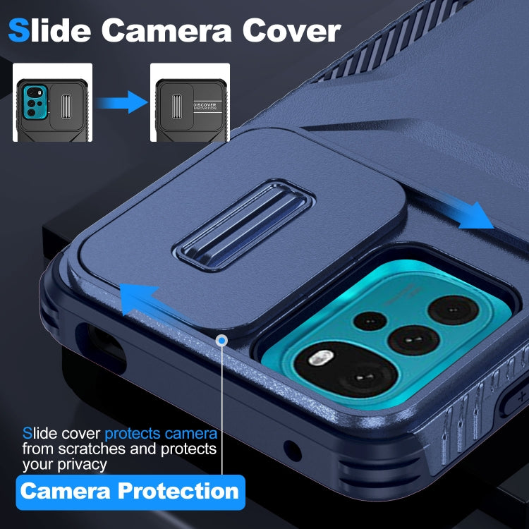 For Motorola Moto G22 2024 Sliding Camshield Phone Case(Blue) - Motorola Cases by PMC Jewellery | Online Shopping South Africa | PMC Jewellery | Buy Now Pay Later Mobicred