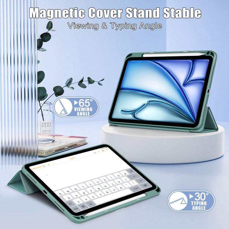 For iPad Air 11 2024 / Pro 11 2022 Acrylic 3-Fold Smart Leather Tablet Case(Deep Green) - iPad Air 11 2025 / 2024 Cases by PMC TechLife | Online Shopping South Africa | PMC TechLife | Buy Now Pay Later Mobicred