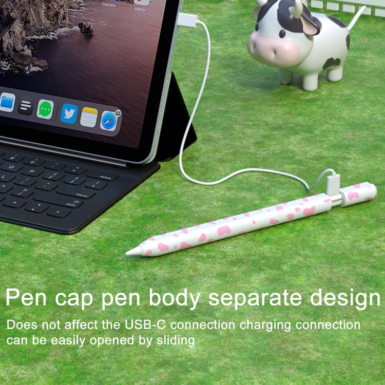 For Apple Pencil USB-C Cow Pattern Stylus Silicone Protective Cover(Pink) - Pencil Accessories by PMC Jewellery | Online Shopping South Africa | PMC Jewellery | Buy Now Pay Later Mobicred