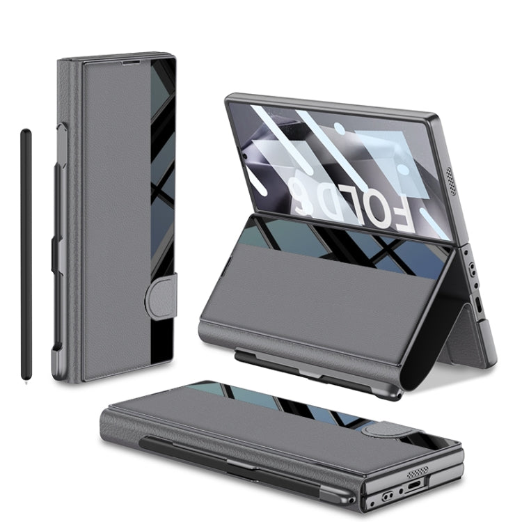 For Samsung Galaxy Z Fold6 GKK Integrated Full Coverage Flip Phone Case with Pen Slot, Not Included Pen(Grey) - Galaxy Z Fold6 5G Cases by GKK | Online Shopping South Africa | PMC Jewellery | Buy Now Pay Later Mobicred