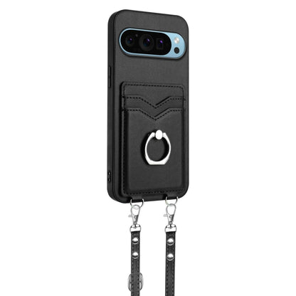 For Google Pixel 9 Pro XL R20 Crossbody Rope Ring Card Holder Phone Case(Black) - Google Cases by PMC Jewellery | Online Shopping South Africa | PMC Jewellery | Buy Now Pay Later Mobicred