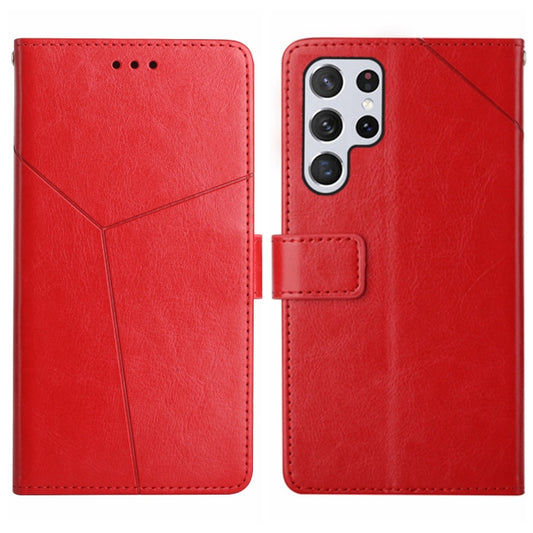 For Samsung Galaxy S25 Ultra 5G Y-shaped Pattern Flip Leather Phone Case(Red) - Galaxy S25 Ultra 5G Cases by PMC Jewellery | Online Shopping South Africa | PMC Jewellery | Buy Now Pay Later Mobicred