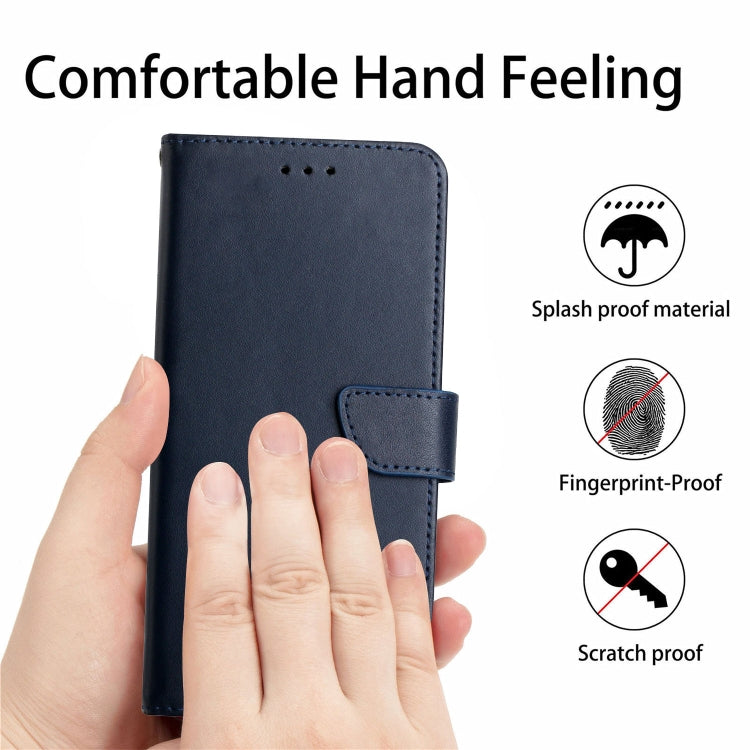 For Samsung Galaxy S24 FE HT02 Genuine Leather Fingerprint-proof Flip Phone Case(Blue) - Galaxy S24 FE 5G Cases by PMC Jewellery | Online Shopping South Africa | PMC Jewellery | Buy Now Pay Later Mobicred