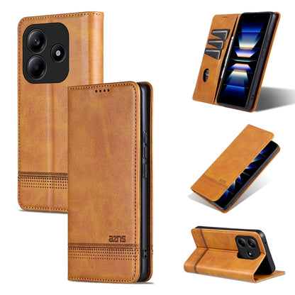 For Redmi Note 14 5G AZNS Magnetic Calf Texture Flip Leather Phone Case(Light Brown) - Note 14 Cases by AZNS | Online Shopping South Africa | PMC Jewellery | Buy Now Pay Later Mobicred