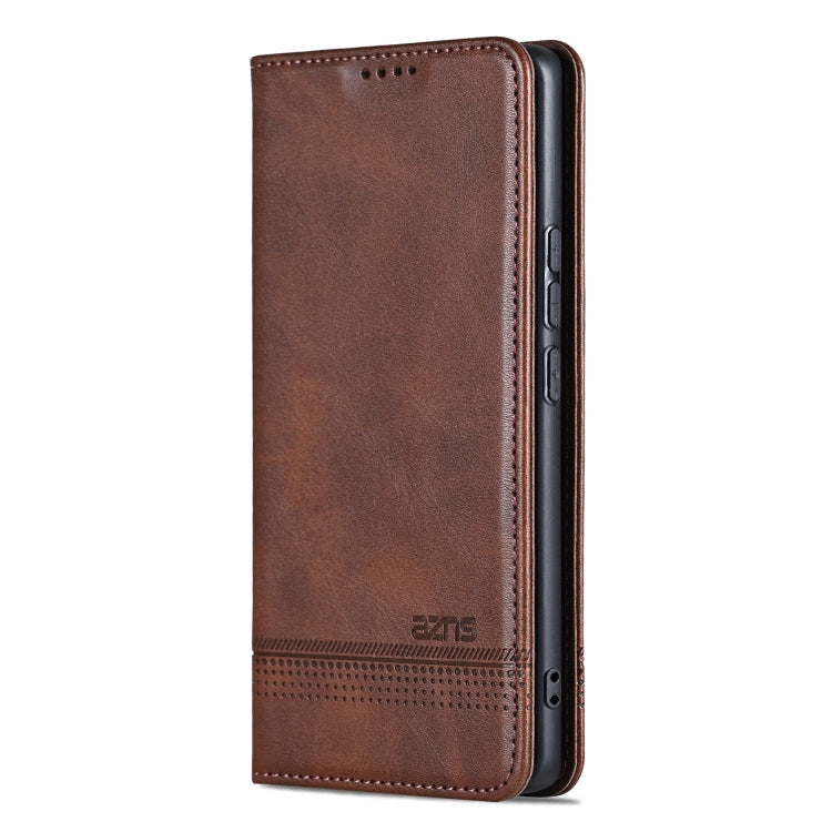For Redmi Note 14 5G AZNS Magnetic Calf Texture Flip Leather Phone Case(Dark Brown) - Note 14 Cases by AZNS | Online Shopping South Africa | PMC Jewellery | Buy Now Pay Later Mobicred