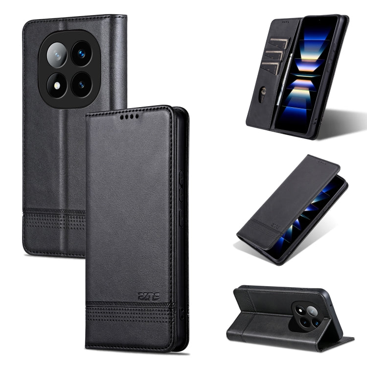 For Redmi Note 14 Pro 5G AZNS Magnetic Calf Texture Flip Leather Phone Case(Black) - Note 14 Pro Cases by AZNS | Online Shopping South Africa | PMC Jewellery | Buy Now Pay Later Mobicred