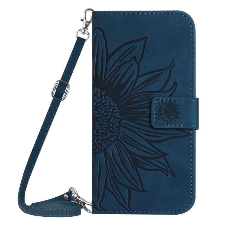 For Samsung Galaxy S25 Ultra 5G Skin Feel Sun Flower Embossed Flip Leather Phone Case with Lanyard(Inky Blue) - Galaxy S25 Ultra 5G Cases by PMC Jewellery | Online Shopping South Africa | PMC Jewellery | Buy Now Pay Later Mobicred