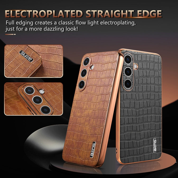 For Samsung Galaxy S25+ 5G AZNS Electroplated Frame Crocodile Texture Full Coverage Phone Case(Green) - free shipping - PMC Jewellery - Order now!