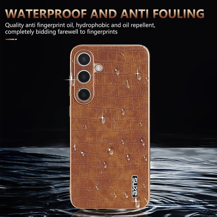 For Samsung Galaxy S25+ 5G AZNS Electroplated Frame Crocodile Texture Full Coverage Phone Case(Green) - free shipping - PMC Jewellery - Order now!