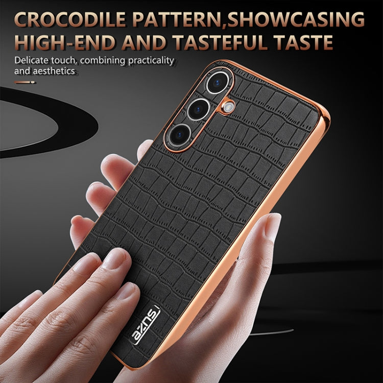 For Samsung Galaxy S25+ 5G AZNS Electroplated Frame Crocodile Texture Full Coverage Phone Case(Green) - free shipping - PMC Jewellery - Order now!