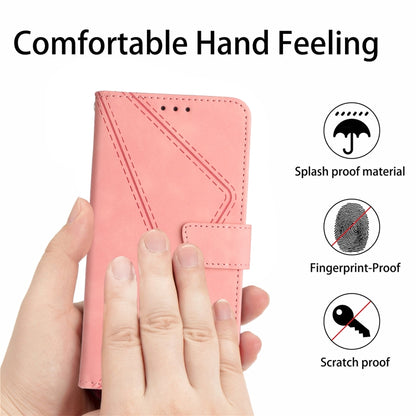 For Samsung Galaxy S25 5G Stitching Embossed Leather Phone Case(Pink) - Galaxy S25 5G Cases by PMC Jewellery | Online Shopping South Africa | PMC Jewellery | Buy Now Pay Later Mobicred