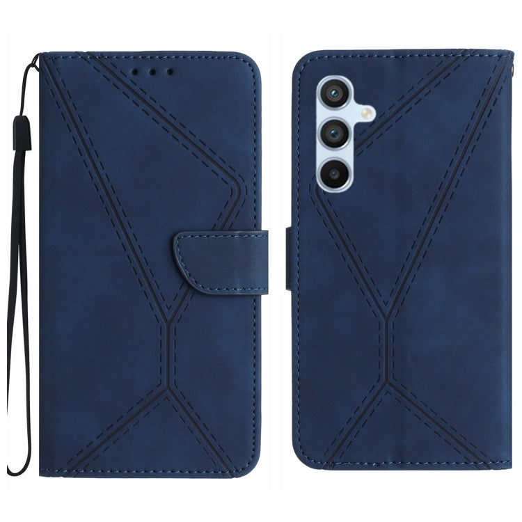 For Samsung Galaxy S25 5G Stitching Embossed Leather Phone Case(Blue) - Galaxy S25 5G Cases by PMC Jewellery | Online Shopping South Africa | PMC Jewellery | Buy Now Pay Later Mobicred