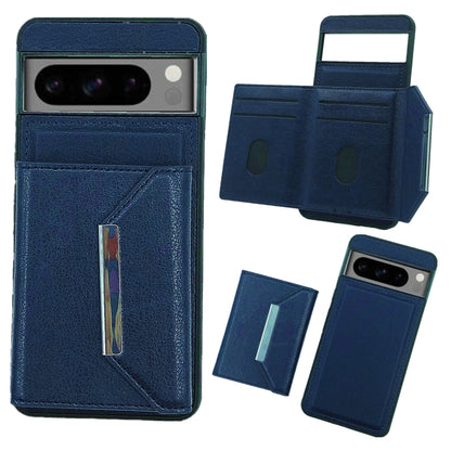 For Google Pixel 9 / 9 Pro Solid Color Metal Buckle Card Slots Bag Phone Case(Blue) - Google Cases by PMC Jewellery | Online Shopping South Africa | PMC Jewellery | Buy Now Pay Later Mobicred