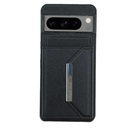 For Google Pixel 9 / 9 Pro Solid Color Metal Buckle Card Slots Bag Phone Case(Black) - Google Cases by PMC Jewellery | Online Shopping South Africa | PMC Jewellery | Buy Now Pay Later Mobicred