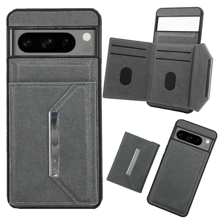 For Google Pixel 9 Pro XL Solid Color Metal Buckle Card Slots Bag Phone Case(Grey) - Google Cases by PMC Jewellery | Online Shopping South Africa | PMC Jewellery | Buy Now Pay Later Mobicred