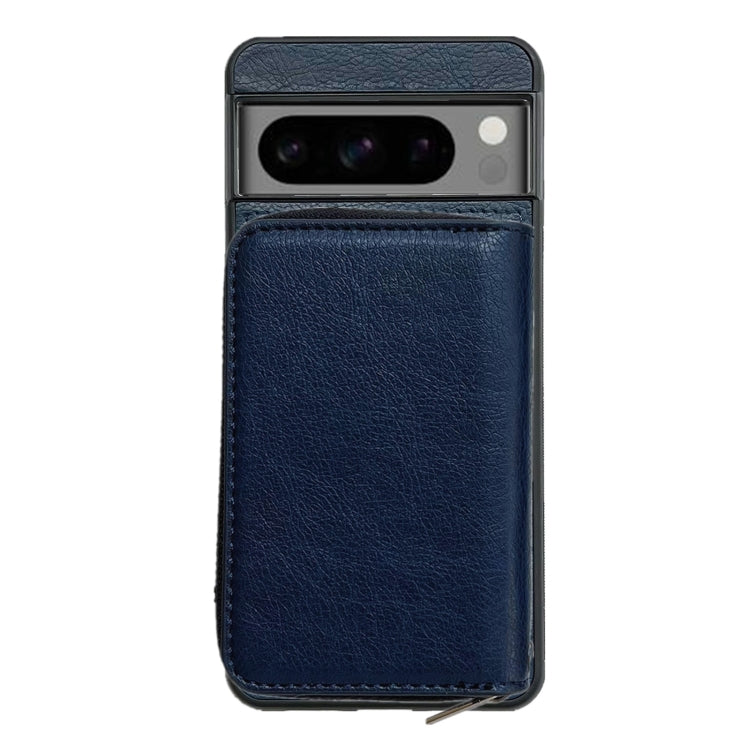 For Google Pixel 7 Solid Color Zipper 11-Card Slots Bag Phone Case with Lanyard(Blue) - Google Cases by PMC TechLife | Online Shopping South Africa | PMC TechLife | Buy Now Pay Later Mobicred