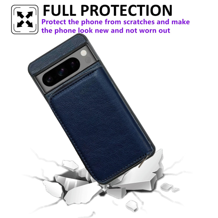 For Google Pixel 7 Solid Color Zipper 11-Card Slots Bag Phone Case with Lanyard(Blue) - Google Cases by PMC TechLife | Online Shopping South Africa | PMC TechLife | Buy Now Pay Later Mobicred