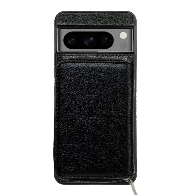 For Google Pixel 6a Solid Color Zipper 11-Card Slots Bag Phone Case with Lanyard(Black) - Google Cases by PMC TechLife | Online Shopping South Africa | PMC TechLife | Buy Now Pay Later Mobicred