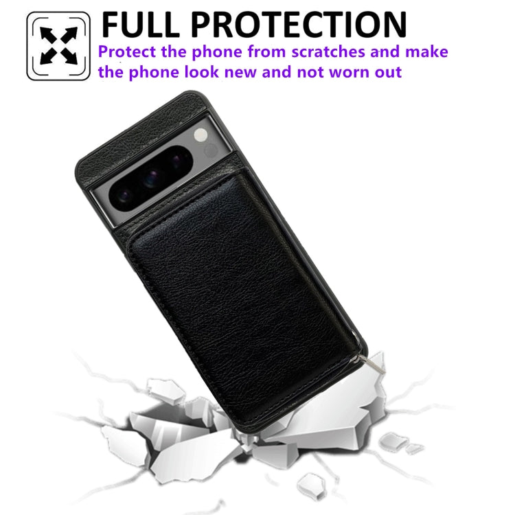 For Google Pixel 6a Solid Color Zipper 11-Card Slots Bag Phone Case with Lanyard(Black) - Google Cases by PMC TechLife | Online Shopping South Africa | PMC TechLife | Buy Now Pay Later Mobicred