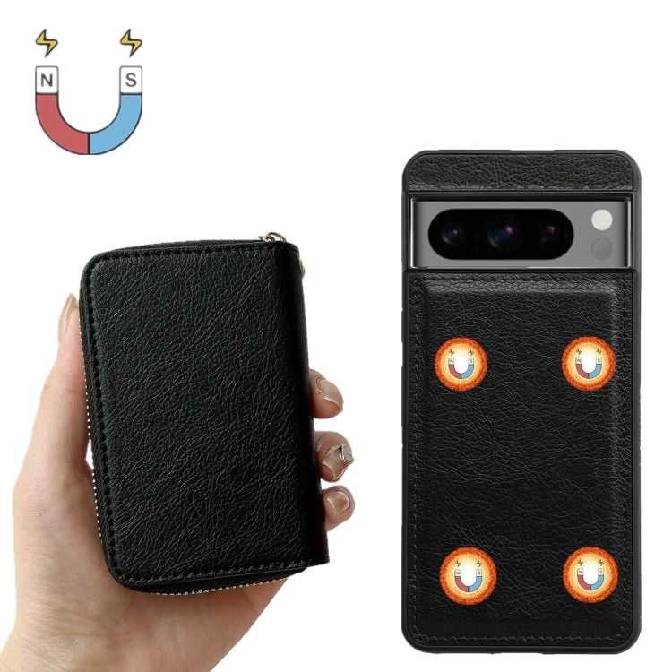 For Google Pixel 6a Solid Color Zipper 11-Card Slots Bag Phone Case with Lanyard(Black) - Google Cases by PMC TechLife | Online Shopping South Africa | PMC TechLife | Buy Now Pay Later Mobicred