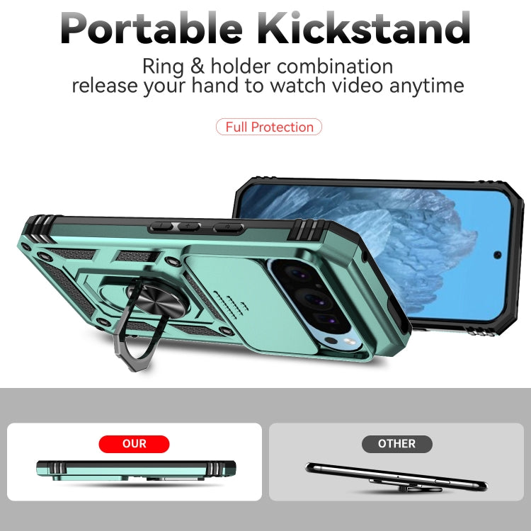 For Google Pixel 9 Sliding Camshield Holder Phone Case(Green) - Google Cases by PMC TechLife | Online Shopping South Africa | PMC TechLife | Buy Now Pay Later Mobicred