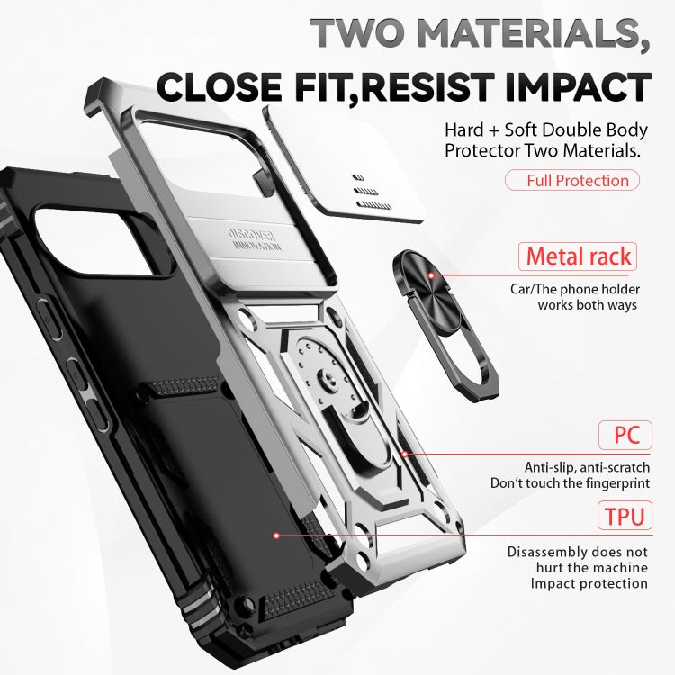 For Google Pixel 9 Sliding Camshield Holder Phone Case(Silver) - Google Cases by PMC TechLife | Online Shopping South Africa | PMC TechLife | Buy Now Pay Later Mobicred