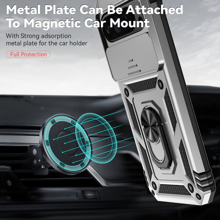 For Google Pixel 9 Pro Sliding Camshield Holder Phone Case(Silver) - Google Cases by PMC TechLife | Online Shopping South Africa | PMC TechLife | Buy Now Pay Later Mobicred