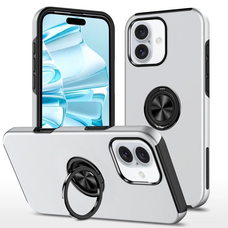 For iPhone 16 Magnetic Ring Holder Phone Case(Silver) - iPhone 16 Cases by PMC TechLife | Online Shopping South Africa | PMC TechLife | Buy Now Pay Later Mobicred