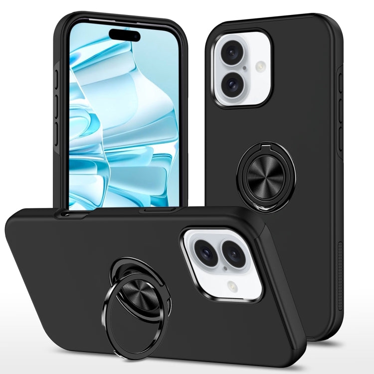 For iPhone 16 Plus Magnetic Ring Holder Phone Case(Black) - iPhone 16 Plus Cases by PMC TechLife | Online Shopping South Africa | PMC TechLife | Buy Now Pay Later Mobicred