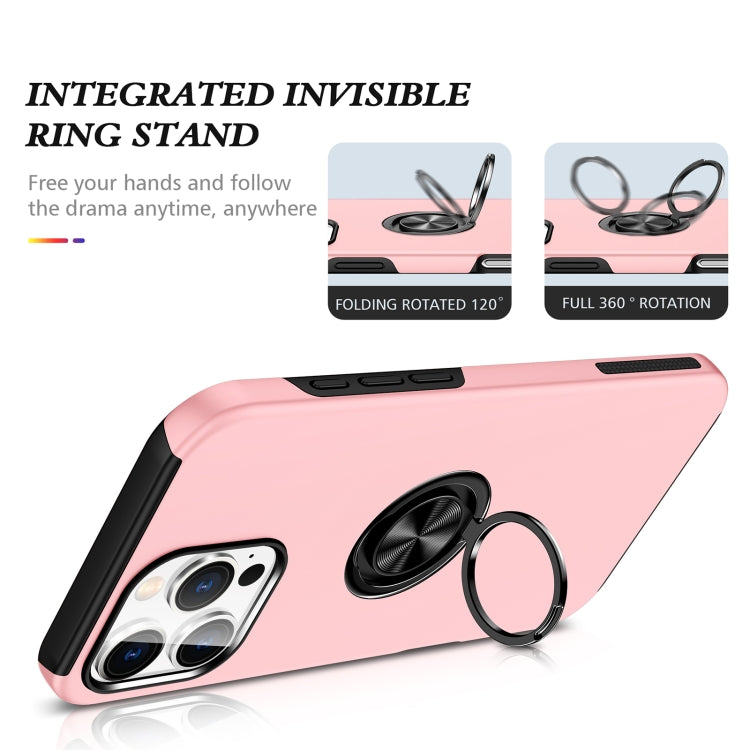 For iPhone 16 Pro Magnetic Ring Holder Phone Case(Rose Gold) - iPhone 16 Pro Cases by PMC TechLife | Online Shopping South Africa | PMC TechLife | Buy Now Pay Later Mobicred
