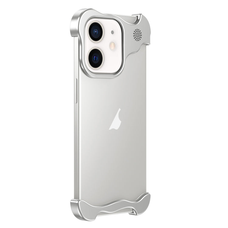 For iPhone 12 Aromatherapy Alloy Frameless Phone Case(Silver) - iPhone 12 / 12 Pro Cases by PMC Jewellery | Online Shopping South Africa | PMC Jewellery | Buy Now Pay Later Mobicred