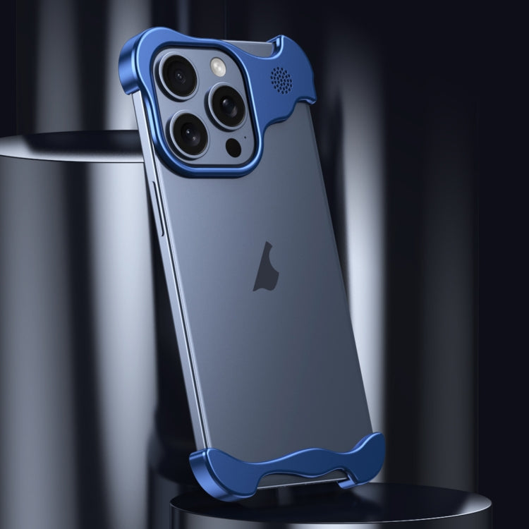 For iPhone 12 Aromatherapy Alloy Frameless Phone Case(Blue) - free shipping - PMC Jewellery - Order now!