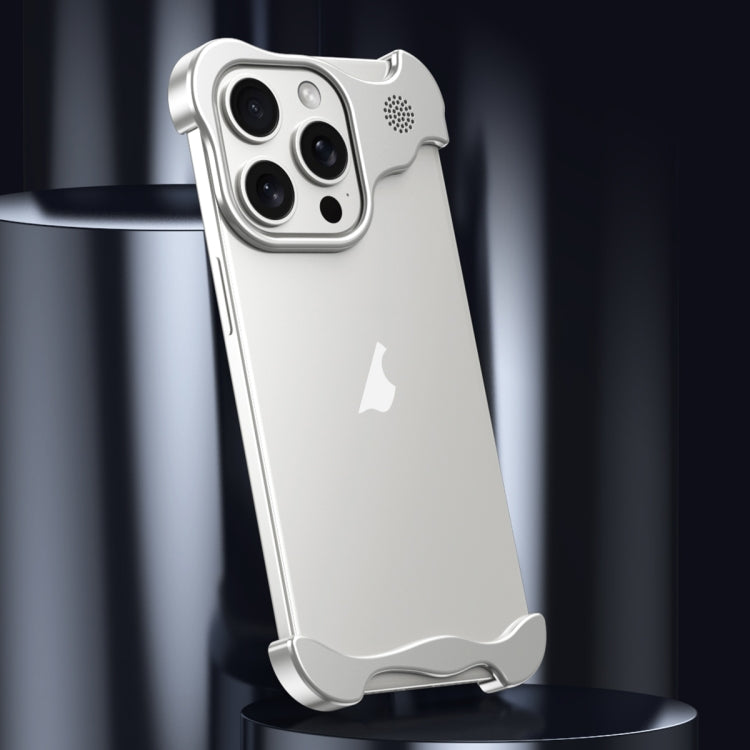For iPhone 14 Pro Aromatherapy Alloy Frameless Phone Case(Silver) - iPhone 14 Pro Cases by PMC Jewellery | Online Shopping South Africa | PMC Jewellery | Buy Now Pay Later Mobicred