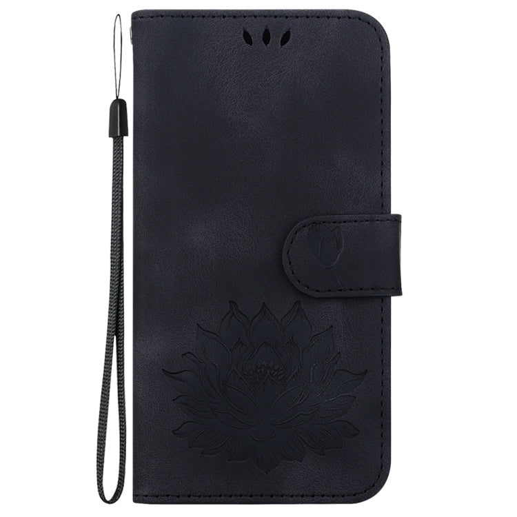 For Motorola Edge 2024 Lotus Embossed Leather Phone Case(Black) - Motorola Cases by PMC Jewellery | Online Shopping South Africa | PMC Jewellery | Buy Now Pay Later Mobicred