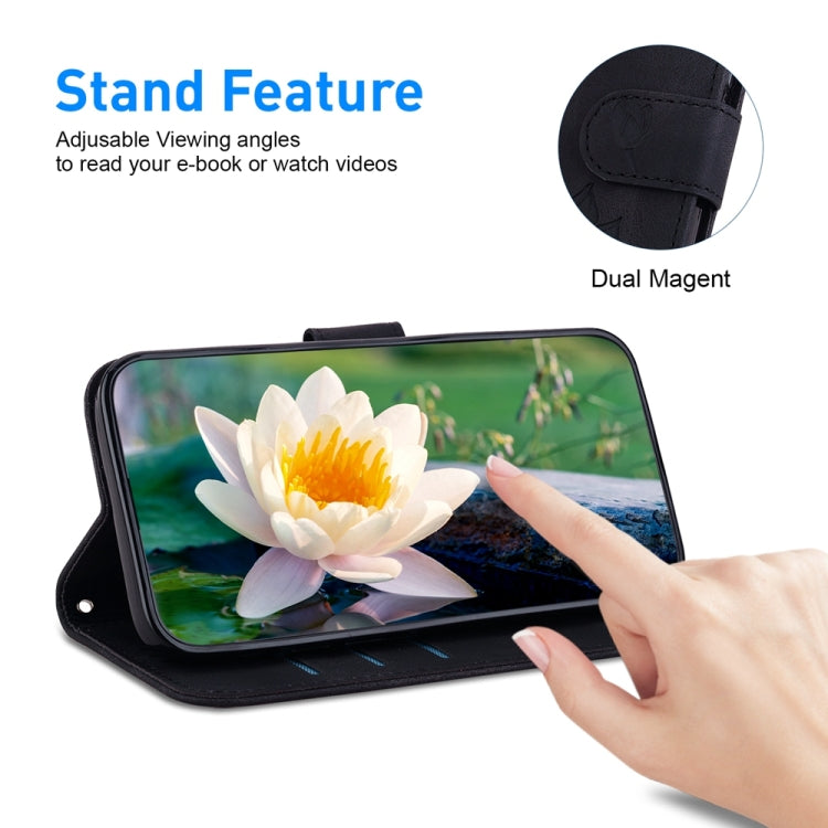 For Motorola Edge 2024 Lotus Embossed Leather Phone Case(Black) - Motorola Cases by PMC Jewellery | Online Shopping South Africa | PMC Jewellery | Buy Now Pay Later Mobicred