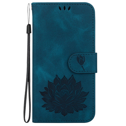 For iPhone SE 2024 Lotus Embossed Leather Phone Case(Dark Blue) - More iPhone Cases by PMC Jewellery | Online Shopping South Africa | PMC Jewellery | Buy Now Pay Later Mobicred