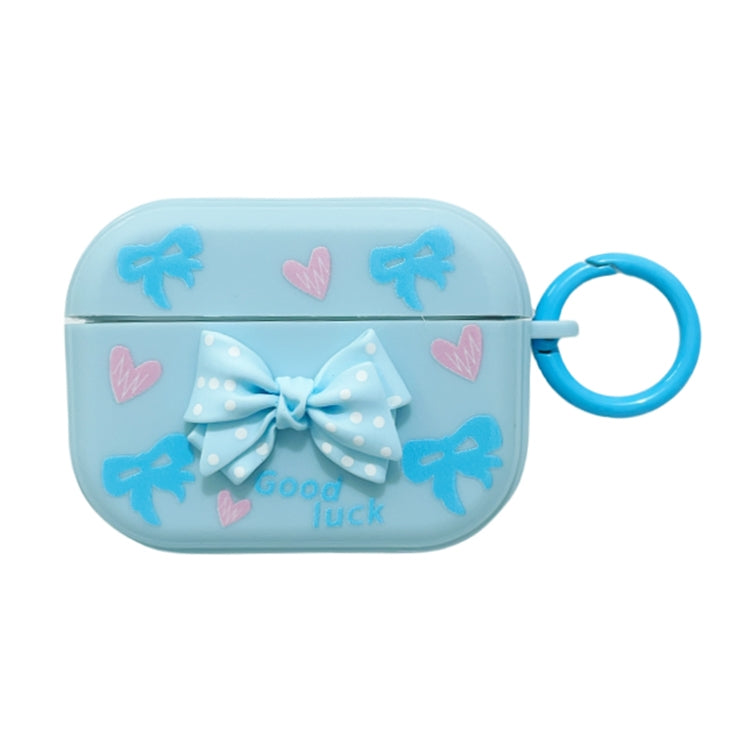 For AirPods Pro 2 3D Dot Bowknot Bluetooth Earphone Protective Case(Blue) - For AirPods Pro 2 by PMC Jewellery | Online Shopping South Africa | PMC Jewellery | Buy Now Pay Later Mobicred