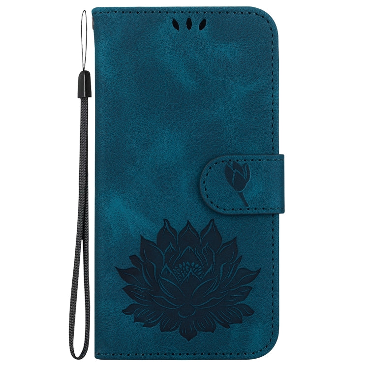 For Google Pixel 9 Pro Lotus Embossed Leather Phone Case(Dark Blue) - Google Cases by PMC TechLife | Online Shopping South Africa | PMC TechLife | Buy Now Pay Later Mobicred