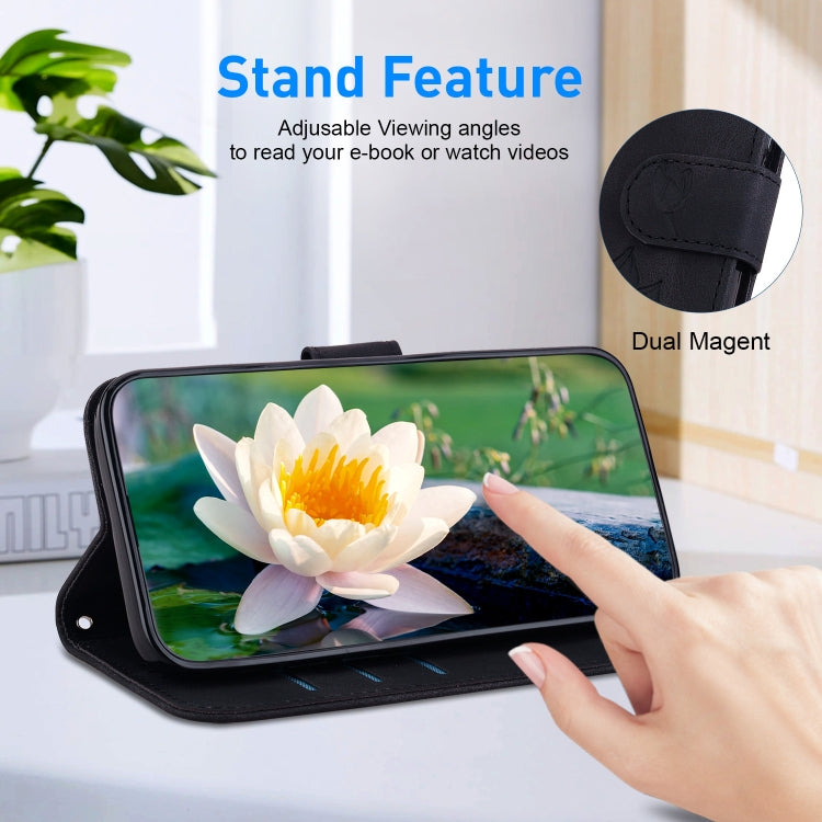 For Google Pixel 9 Pro Lotus Embossed Leather Phone Case(Black) - Google Cases by PMC TechLife | Online Shopping South Africa | PMC TechLife | Buy Now Pay Later Mobicred
