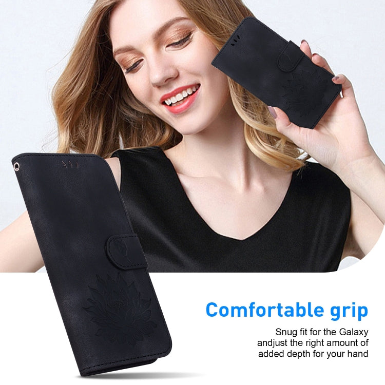 For Google Pixel 9 Pro Lotus Embossed Leather Phone Case(Black) - Google Cases by PMC TechLife | Online Shopping South Africa | PMC TechLife | Buy Now Pay Later Mobicred