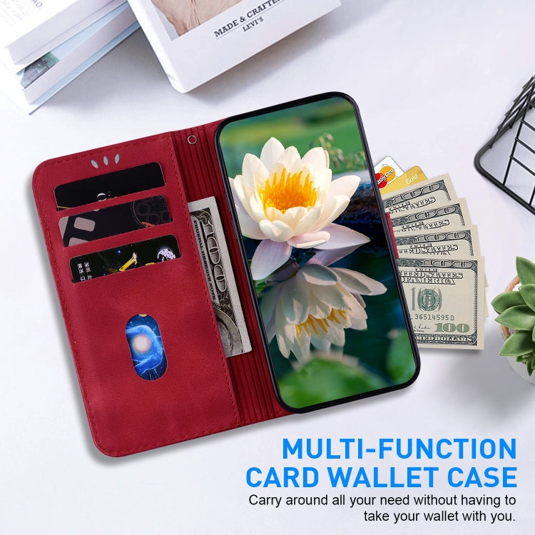 For Google Pixel 9 Lotus Embossed Leather Phone Case(Red) - Google Cases by PMC TechLife | Online Shopping South Africa | PMC TechLife | Buy Now Pay Later Mobicred