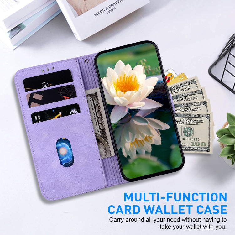 For Google Pixel 9 Lotus Embossed Leather Phone Case(Purple) - Google Cases by PMC TechLife | Online Shopping South Africa | PMC TechLife | Buy Now Pay Later Mobicred
