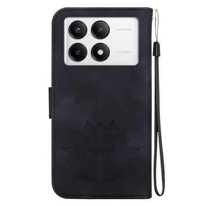 For Redmi K70 / K70 Pro Lotus Embossed Leather Phone Case(Black) - K70 Cases by PMC Jewellery | Online Shopping South Africa | PMC Jewellery | Buy Now Pay Later Mobicred